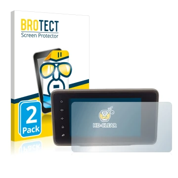 Vorderseite einer Produktverpackung mit dem Markenlogo BROTECT. Daneben ist das Gerät Dacia Duster 2 MediaDisplay mit dem zuge