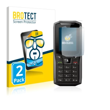 Vorderseite einer Produktverpackung mit dem Markenlogo BROTECT. Daneben ist das Gerät Crosscall Core-S4 mit dem zugehörigen Di