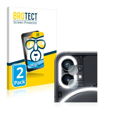 Vorderseite einer Produktverpackung mit dem Markenlogo BROTECT. Daneben ist das Gerät Nothing Phone (1) (NUR Kameraschutz) mit