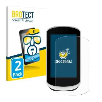 Vorderseite einer Produktverpackung mit dem Markenlogo BROTECT. Daneben ist das Gerät Garmin Edge Explore 2 mit dem zugehörige