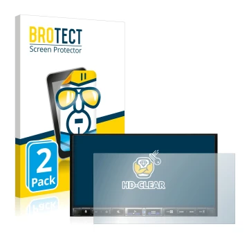 Vorderseite einer Produktverpackung mit dem Markenlogo BROTECT. Daneben ist das Gerät Alpine iLX-705D mit dem zugehörigen Disp