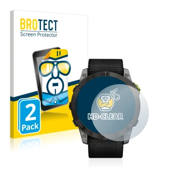 Vorderseite einer Produktverpackung mit dem Markenlogo BROTECT. Daneben ist das Gerät Garmin Enduro 2 mit dem zugehörigen Disp