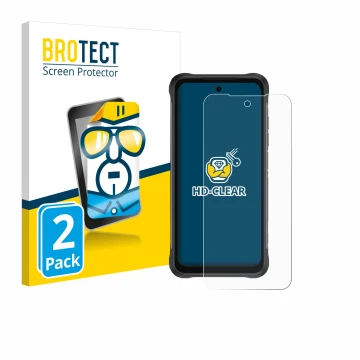 Vorderseite einer Produktverpackung mit dem Markenlogo BROTECT. Daneben ist das Gerät Umidigi Bison 2 Pro mit dem zugehörigen 