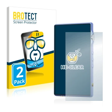 Vorderseite einer Produktverpackung mit dem Markenlogo BROTECT. Daneben ist das Gerät iBasso DX170 mit dem zugehörigen Display