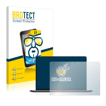 Vorderseite einer Produktverpackung mit dem Markenlogo BROTECT. Daneben ist das Gerät Apple MacBook Pro 13