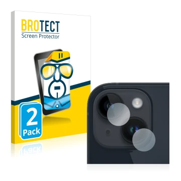 Vorderseite einer Produktverpackung mit dem Markenlogo BROTECT. Daneben ist das Gerät Apple iPhone 14 Plus (NUR Kameraschutz) 