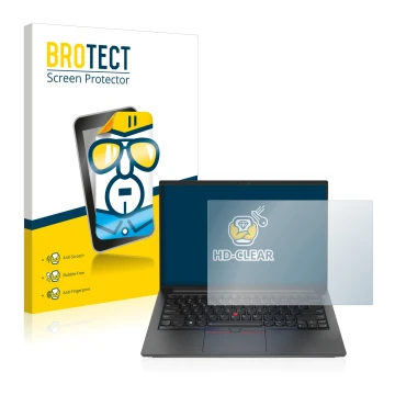 Vorderseite einer Produktverpackung mit dem Markenlogo BROTECT. Daneben ist das Gerät Lenovo ThinkPad E14 Gen 4 mit dem zugehö