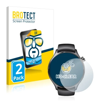 Vorderseite einer Produktverpackung mit dem Markenlogo BROTECT. Daneben ist das Gerät Xiaomi Watch S1 Pro mit dem zugehörigen 