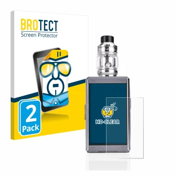 Vorderseite einer Produktverpackung mit dem Markenlogo BROTECT. Daneben ist das Gerät GeekVape T200 mit dem zugehörigen Displa