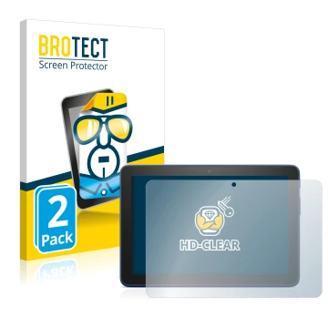 Vorderseite einer Produktverpackung mit dem Markenlogo BROTECT. Daneben ist das Gerät Amazon Fire HD 8 2022 mit dem zugehörige