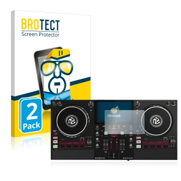 Vorderseite einer Produktverpackung mit dem Markenlogo BROTECT. Daneben ist das Gerät Numark Mixstream Pro mit dem zugehörigen
