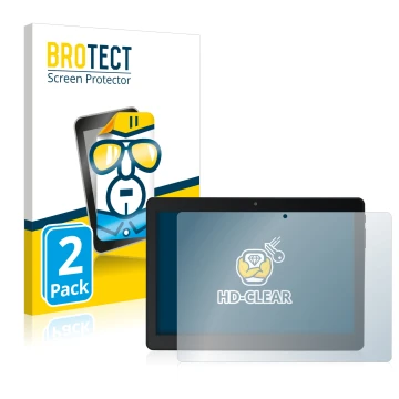 Vorderseite einer Produktverpackung mit dem Markenlogo BROTECT. Daneben ist das Gerät Acepad A145 10.1