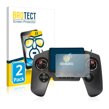 Vorderseite einer Produktverpackung mit dem Markenlogo BROTECT. Daneben ist das Gerät FrSky Twin Lite mit dem zugehörigen Disp