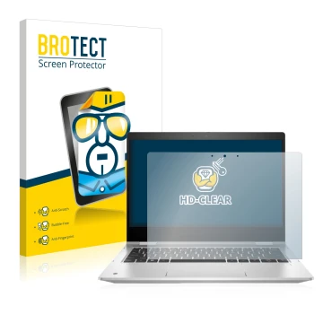 Vorderseite einer Produktverpackung mit dem Markenlogo BROTECT. Daneben ist das Gerät HP ProBook x360 435 G9 mit dem zugehörig