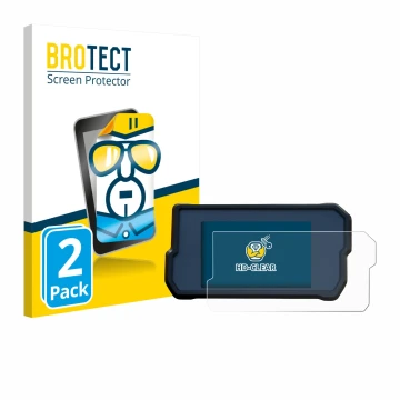 Vorderseite einer Produktverpackung mit dem Markenlogo BROTECT. Daneben ist das Gerät KTM 390 Duke 2019 mit dem zugehörigen Di