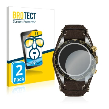 Vorderseite einer Produktverpackung mit dem Markenlogo BROTECT. Daneben ist das Gerät Tudor Black Bay Chrono 41mm mit dem zuge