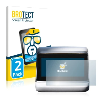 Vorderseite einer Produktverpackung mit dem Markenlogo BROTECT. Daneben ist das Gerät Tesla Model S Plaid 2023 (Hinteres Displ