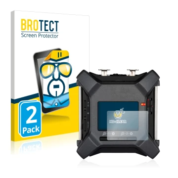 Vorderseite einer Produktverpackung mit dem Markenlogo BROTECT. Daneben ist das Gerät Zoom F3 field recorder mit dem zugehörig
