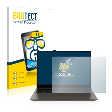 Vorderseite einer Produktverpackung mit dem Markenlogo BROTECT. Daneben ist das Gerät Samsung Galaxy Book3 Ultra 16