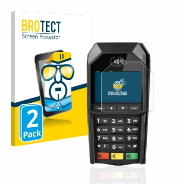 Vorderseite einer Produktverpackung mit dem Markenlogo BROTECT. Daneben ist das Gerät ingenico Desk/1600 mit dem zugehörigen D