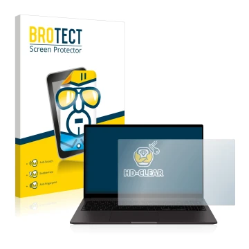 Vorderseite einer Produktverpackung mit dem Markenlogo BROTECT. Daneben ist das Gerät Samsung Galaxy Book2 15.6