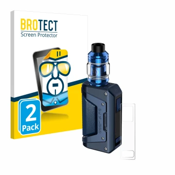 Vorderseite einer Produktverpackung mit dem Markenlogo BROTECT. Daneben ist das Gerät GeekVape Aegis Legend 2 L200 mit dem zug