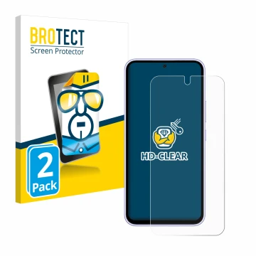 Vorderseite einer Produktverpackung mit dem Markenlogo BROTECT. Daneben ist das Gerät Samsung Galaxy A54 5G mit dem zugehörige