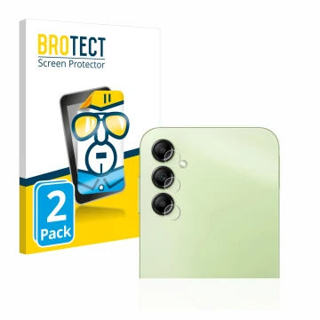 Vorderseite einer Produktverpackung mit dem Markenlogo BROTECT. Daneben ist das Gerät Samsung Galaxy A14 4G (NUR Kameraschutz)
