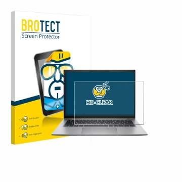 Vorderseite einer Produktverpackung mit dem Markenlogo BROTECT. Daneben ist das Gerät HP Zbook Firefly 14 G9 mit dem zugehörig