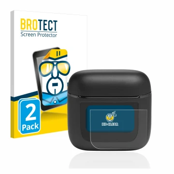 Vorderseite einer Produktverpackung mit dem Markenlogo BROTECT. Daneben ist das Gerät JBL Tour Pro 2 mit dem zugehörigen Displ
