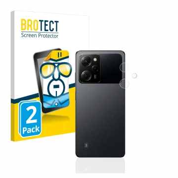 Vorderseite einer Produktverpackung mit dem Markenlogo BROTECT. Daneben ist das Gerät Xiaomi Poco X5 Pro (NUR Kameraschutz) mi