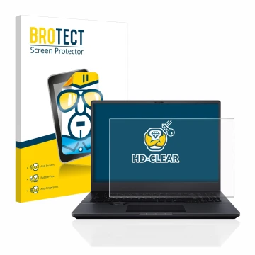 Vorderseite einer Produktverpackung mit dem Markenlogo BROTECT. Daneben ist das Gerät ASUS ProArt StudioBook 16 OLED mit dem z