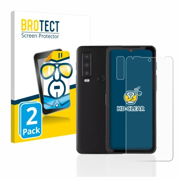 Vorderseite einer Produktverpackung mit dem Markenlogo BROTECT. Daneben ist das Gerät Caterpillar Cat S75 (Display+Kamera) mit