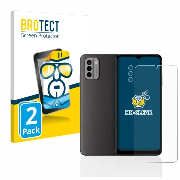 Vorderseite einer Produktverpackung mit dem Markenlogo BROTECT. Daneben ist das Gerät Nokia G22 (Display+Kamera) mit dem zugeh