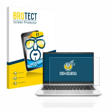 Vorderseite einer Produktverpackung mit dem Markenlogo BROTECT. Daneben ist das Gerät HP EliteBook 640 G9 mit dem zugehörigen 