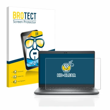 Vorderseite einer Produktverpackung mit dem Markenlogo BROTECT. Daneben ist das Gerät Dell Latitude 5430 Touch mit dem zugehör