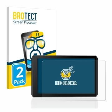 Vorderseite einer Produktverpackung mit dem Markenlogo BROTECT. Daneben ist das Gerät Garmin zumo XT2 mit dem zugehörigen Disp