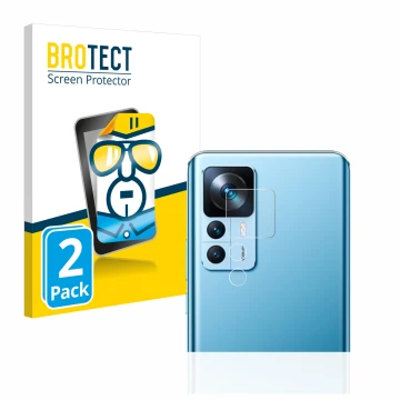 Vorderseite einer Produktverpackung mit dem Markenlogo BROTECT. Daneben ist das Gerät Xiaomi 12T (NUR Kameraschutz) mit dem zu