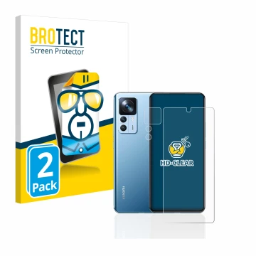Vorderseite einer Produktverpackung mit dem Markenlogo BROTECT. Daneben ist das Gerät Xiaomi 12T (Display+Kamera) mit dem zuge