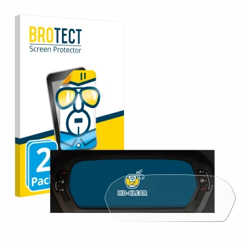 Vorderseite einer Produktverpackung mit dem Markenlogo BROTECT. Daneben ist das Gerät Audi A3 2023 Virtual cockpit Plus mit de