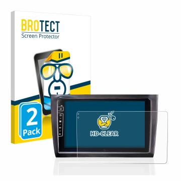 Vorderseite einer Produktverpackung mit dem Markenlogo BROTECT. Daneben ist das Gerät Dynavin D8-DF56 9