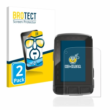 Vorderseite einer Produktverpackung mit dem Markenlogo BROTECT. Daneben ist das Gerät Wahoo Elemnt Roam 2 mit dem zugehörigen 