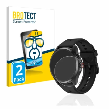 Vorderseite einer Produktverpackung mit dem Markenlogo BROTECT. Daneben ist das Gerät Mobvoi TicWatch Pro 5 mit dem zugehörige