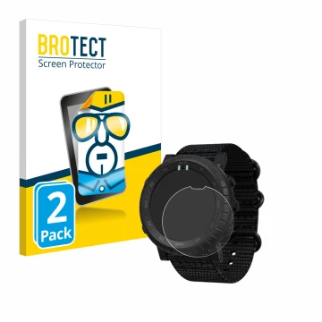Vorderseite einer Produktverpackung mit dem Markenlogo BROTECT. Daneben ist das Gerät Suunto Core Alpha mit dem zugehörigen Di
