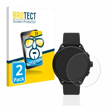 Vorderseite einer Produktverpackung mit dem Markenlogo BROTECT. Daneben ist das Gerät Fossil Smartwatch Wellness (Gen 6) Hybri