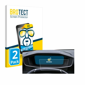 Vorderseite einer Produktverpackung mit dem Markenlogo BROTECT. Daneben ist das Gerät Peugeot 2008 2022 Cockpit mit dem zugehö
