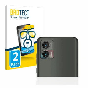 Vorderseite einer Produktverpackung mit dem Markenlogo BROTECT. Daneben ist das Gerät Motorola Edge 30 Neo (NUR Kameraschutz) 