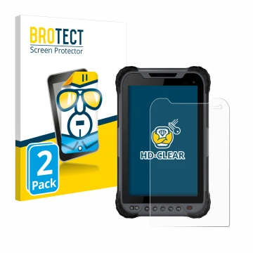 Vorderseite einer Produktverpackung mit dem Markenlogo BROTECT. Daneben ist das Gerät Stonex UT32 Rugged Tablet mit dem zugehö