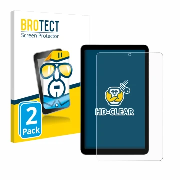 Vorderseite einer Produktverpackung mit dem Markenlogo BROTECT. Daneben ist das Gerät Alldocube iPlay 50 mini mit dem zugehöri