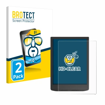 Vorderseite einer Produktverpackung mit dem Markenlogo BROTECT. Daneben ist das Gerät PocketBook InkPad 4 mit dem zugehörigen 